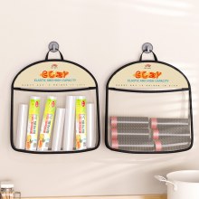 キッチンゴミ袋収納メッシュポケット靴下収納吊り袋壁掛けビニール袋収納ベルクロメッシュポケット
