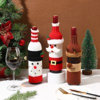 クリスマス装飾ワインボトルセット漫画ニット老人雪だるま赤ワインセットクリスマスレストラン雰囲気装飾装飾