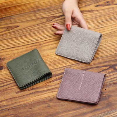 RFID 消磁ショートレディース財布シンプルなミシン糸テクスチャー超薄型マルチカードスロット財布女性用