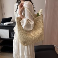 女性の大きなわらかぎ針編みハンドバッグとスカーフ夏織バッグショルダーハンドバッグ