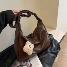2024 秋と冬の新学生クラスレトロソリッドカラーバッグ女性のファッション多用途カジュアルワンショルダークロスボディ通勤バッグ