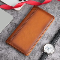 ヨーロッパとアメリカの牛革メンズ財布レトロオイルワックス本革長財布メンズRFID耐磁性盗難防止ブラシショートウォレット
