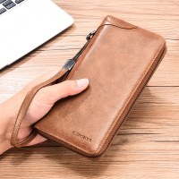 メンズ財布 ロングファスナー財布 シンプル ビジネス財布 多機能 カード入れ 大容量 クラッチ 携帯バッグ