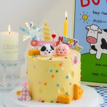 Ins スタイル漫画バレンタインデー子犬貯金箱かわいいチーズ犬の誕生日ケーキの装飾飾りプラグイン