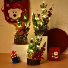 香港愛の新しいクリスマスツリー装飾飾り LED 発光木製底クリスマス装飾デスクトップミニクリスマスツリー