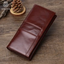 第一層牛革 RFID 盗難防止ブラシ財布 メンズ ロング本革ヨーロッパとアメリカのレトロな女性の縦型財布