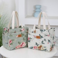 ランチバッグ、和風バケツ型トートキャンバスバッグ、お出かけ用の万能お弁当バッグ、大容量ハンドバッグ