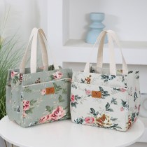 ランチバッグ、和風バケツ型トートキャンバスバッグ、お出かけ用の万能お弁当バッグ、大容量ハンドバッグ