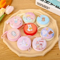 ラウンドブリキ小銭入れ ミニ 漫画ジッパーデータケーブル収納袋ヘッドフォンキーホルダー小さな財布