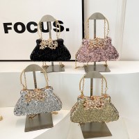 パーソナライズされたスパンコールイブニングバッグ女性のための 2024 新しいニッチテクスチャシングルショルダークロスボディバッグ気質シンプルなチェーン小さなスクエアバッグ