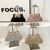パーソナライズされたスパンコールイブニングバッグ女性のための 2024 新しいニッチテクスチャシングルショルダークロスボディバッグ気質シンプルな チェーン 小さなスクエアバッグ