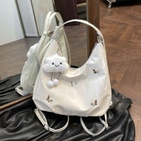 カジュアルソフト表面大容量蝶装飾ショルダーバッグ 2024 新しいファッション通勤バックパック多目的トートバッグ
