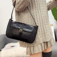 2024 新クロコダイルパターンバゲットバッグ脇の下クロスボディ小さなスクエアバッグニッチレディースバッグショルダーバッグ多用途レザーレディースバッグ