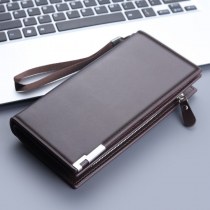 ビジネス 通勤 メンズ 長財布 携帯電話も入る 大容量 ファスナー クラッチ