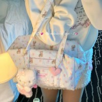 大容量の短距離旅行トート 2024 新しいニッチガール花柄学生クラスの通勤かわいいバッグ女性のため