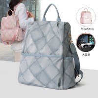 PU デニム バックパック女性用盗難防止バッグ多機能大容量、片方の肩とクロスボディで着用可能
