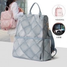 PU デニム バックパック女性用盗難防止バッグ多機能大容量、片方の肩とクロスボディで着用可能