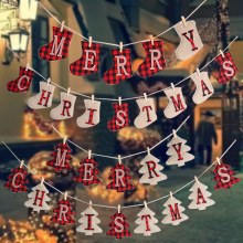 クリスマスフラグ クリスマスツリー形の木製クリップ 麻ひものプルフラグ パーティー ホリデーデコレーション ハンギングフラッグ バナー