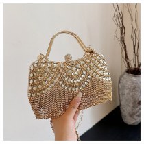 新しいヨーロッパとアメリカのラインストーンイブニングバッグ、タッセルポータブル宴会バッグ、ファッショナブルな女性のイブニングウェア、シングルショルダースラント