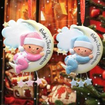 クリスマスツリー ムーン スノーマン ブレッシング DIY 樹脂 クリスマス ペンダント クリスマス ホリデー オーナメント