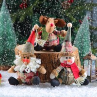 クリスマスチェック柄ボタン人形かわいいクリスマス脂肪雪だるまヘラジカクリスマスツリー装飾人形ペンダント