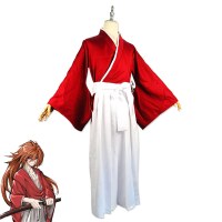るろうに剣心 緋村剣心 cos スーツ男性赤い剣道着物コミック展示会ハロウィンコスプレアニメ衣装