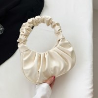 ソリッドカラーのシンプルなプリーツハンドバッグ 2023 初秋の新しい多用途インシングルショルダー脇の下バッグハンドバッグトレンド