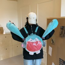 超人気の初音ミク痛みバッグ新しいファッションぬいぐるみ大きな口ショルダーバッグ二次元女の子バックパック 学生 スクールバッグ