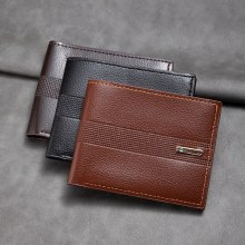ビジネスカジュアルヨーロッパとアメリカのメンズ財布ショートPUレザーマルチカードスロットコイン名刺ホルダー卸売