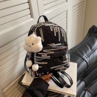 ガーリーなバックパック、質感のある高見えする学生用ランドセル、カジュアルで多用途なストライプの小さなバックパック