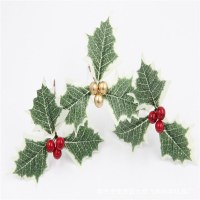 クリスマス装飾模擬小さな赤い果実緑の葉クリスマスツリー籐リングアクセサリークリスマスリース素材手作り diy ベリー