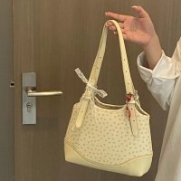 ニッチなデザインのレトロな水玉模様のコントラストカラーの通勤トートバッグ多用途カジュアルスイートスモールフレッシュショルダーハンドバッグ