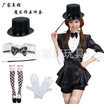 ホリデーパーティーダンスマジシャンパフォーマンス服帽子蝶ネクタイポーカーストッキング白手袋マジックスモークロッドセット