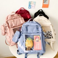 日本のシンプルでスイートなスクールバッグ、新入生の大容量バックパック、カレッジニッチデザインバックパック