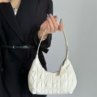 シュークリームバッグ、ガーリーなクラウドプリーツハンドバッグ、おしゃれな布製バッグ、お団子ショルダーバッグ、甘くてクールな女性向け脇バッグ