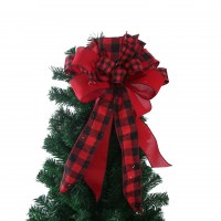 クリスマスツリー装飾ツリートップリボン手作り DIY リボン手作りリボンアメリカンカントリーチェック柄リボン