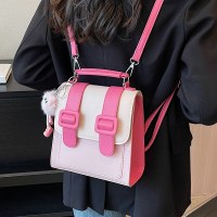 レディースバックパック、学生ハンドバッグ、新しいスタイル、人気のコントラストカラーステッチ、大容量の通勤と外出の小型バックパック