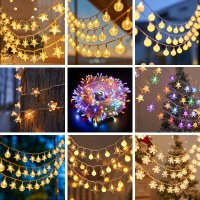 屋外ソーラースターライトストリングキャンプ雰囲気ライト LED フラッシュ小さなライトストリングクリスマス装飾スノーフレークライトストリング