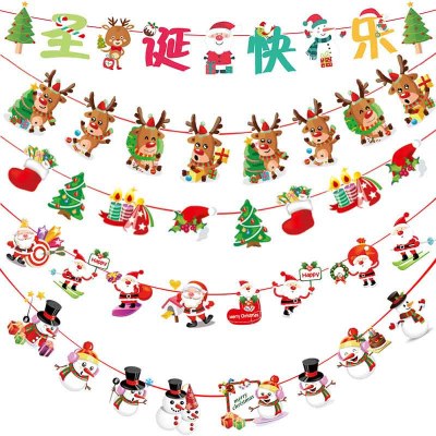 クリスマスフラグ クリスマスデコレーション シーンレイアウトバナー パーティーホオジロ 漫画吊り旗紙吊り旗装飾