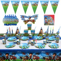パウパウチーム子供の赤ちゃんの誕生日ホリデーパーティー食器犬ペナント紙コップ紙皿パーティー用品セット