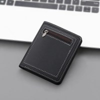 縦型財布メンズショートジッパーメンズウォレットニッチデザインメンズスモールレザーウォレットは運転免許証を収納可能