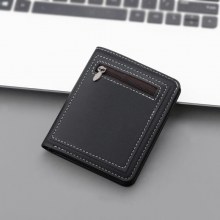 縦型財布メンズショートジッパーメンズウォレットニッチデザインメンズスモールレザーウォレットは運転免許証を収納可能