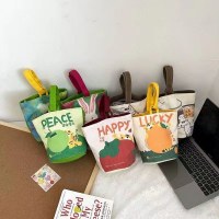 オリジナルイラスト イン バケツバッグ ハンドバッグ お出かけ おやつ キャンバスバッグ かわいい お出かけ 和風 小ぶりバッグ