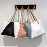女性用バッグ、新しいファッショナブルなブロンズのコントラストハンドバッグ、ショルダーバッグ、ショッピングバッグ、大容量バッグ