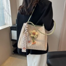 女性のための編まれたストローバッグ 2024 新しい多用途大容量ショルダーバッグ仕事や通勤用トートバッグ海辺ショルダーバッグ