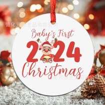2024 ラウンド クリスマス ツリー ペンダント UV 印刷両面印刷ディスク クリスマス セラミック ペンダント