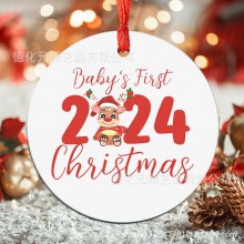 2024 ラウンド クリスマス ツリー ペンダント UV 印刷両面印刷ディスク クリスマス セラミック ペンダント