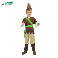 子供のロビンハン服ハロウィーンコスプレメイクメイクボールの役割 - ハンターのパフォーマンス服のプレイ