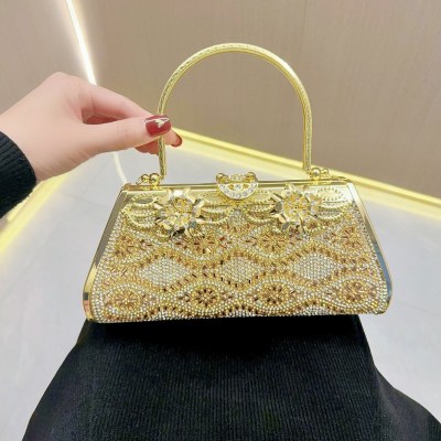 新しい女性用ヨーロッパとアメリカのレトロなダイヤモンドがちりばめられた小さなバッグ、ファッショナブルなバンケットイブニングドレスハンドバッグ、クロスボディイブニングバッグ