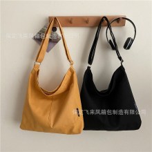 オリジナル新韓国スタイルシングルショルダー斜めキャンバスバッグレディースバッグ学生大型バッグシンプルなレトロ大容量キャンバスバッグ